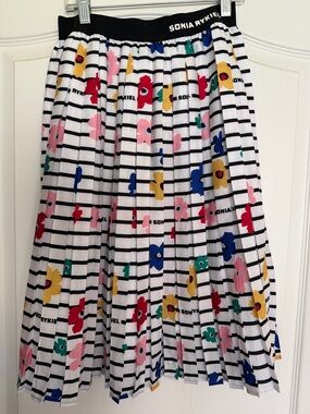 Sonia Rykiel Striped Flowers Pleated Skirt 12